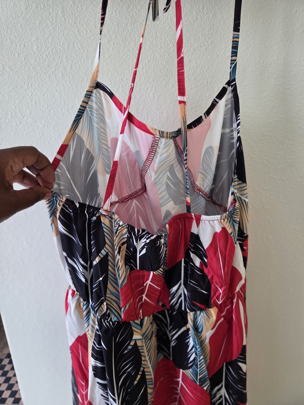 Tropical Leaf Print Maxi Dress With Shorts - Picture 3 of 4